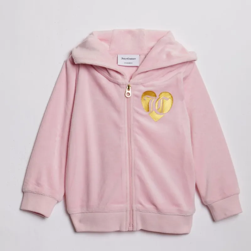 Sale Baby Piger Velour Hjerte Logo Træningsdragt Mandelblomst Træningsdragter Og Sæt