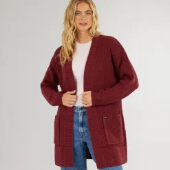 New Dame Asteria Cardigan Burgundy Dame Trøjer Og Cardigans·Cardigans|Overdele·Veste