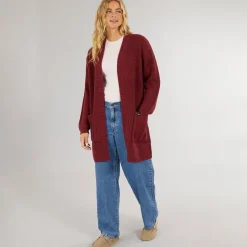 New Dame Asteria Cardigan Burgundy Dame Trøjer Og Cardigans·Cardigans|Overdele·Veste