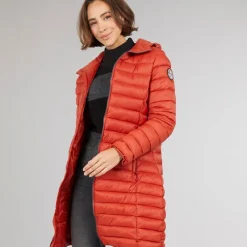 Best Dame Briarlea Polstret Hætte Mellemlang Frakke Burnt Orange Dame Udendørs|Jakker Og Frakker·Jakker Og Frakker