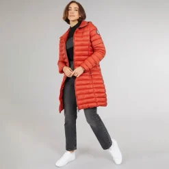 Best Dame Briarlea Polstret Hætte Mellemlang Frakke Burnt Orange Dame Udendørs|Jakker Og Frakker·Jakker Og Frakker