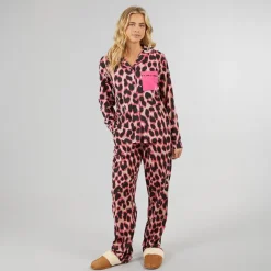 Clearance Dame Cotter Pyjamas Leopard Dame Undertøj, Sokker Og Nattøj·Nattøj