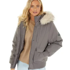 Online Dame Cropped Fur Parka Grå Dame Jakker Og Frakker·Jakker Og Frakker