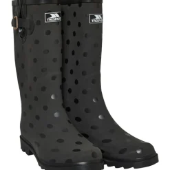 Clearance Dame Elena Pola Dot Print Wellington Gummistøvler Sort Dame Støvler|Støvler