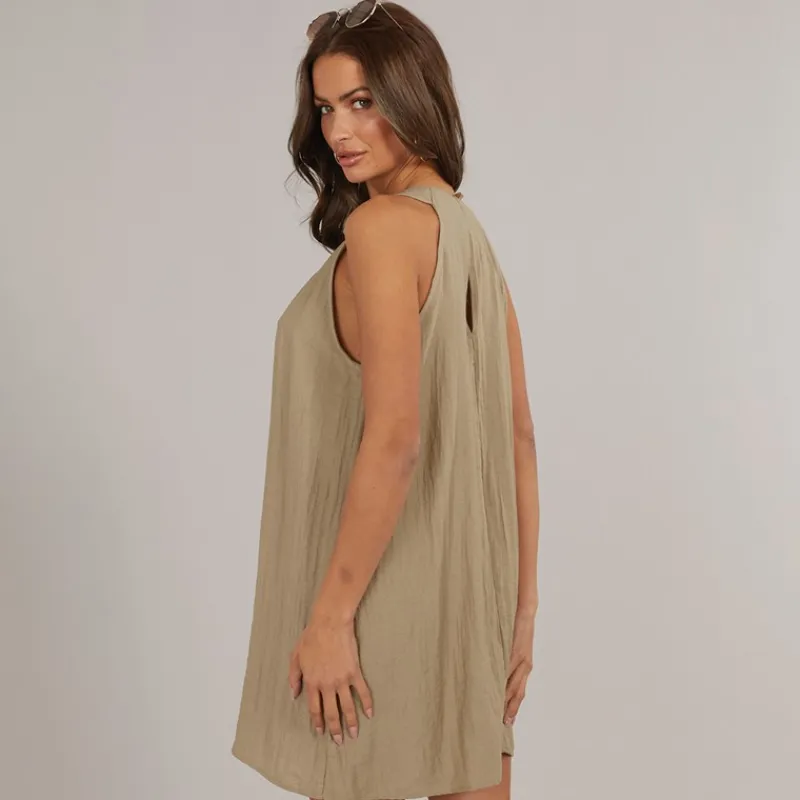 Clearance Dame Evalina Halterneck Mini Kjole Sølv Mink Dame Kjoler Og Nederdele·Kjoler