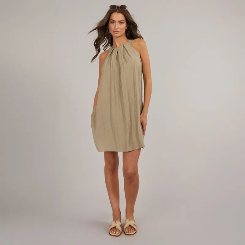 Clearance Dame Evalina Halterneck Mini Kjole Sølv Mink Dame Kjoler Og Nederdele·Kjoler