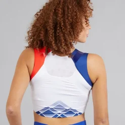Clearance Dame FFA Frankrig Løbe Crop Top Hvid Dame Træning|Overdele