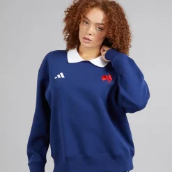 Hot Dame FFC Frankrig Rugby Langærmet Sweatshirt Dark Blue/​Hvid Dame Træning|Overdele