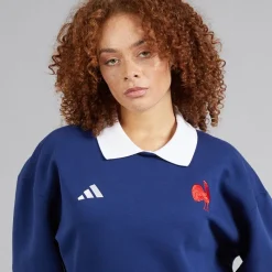 Hot Dame FFC Frankrig Rugby Langærmet Sweatshirt Dark Blue/​Hvid Dame Træning|Overdele