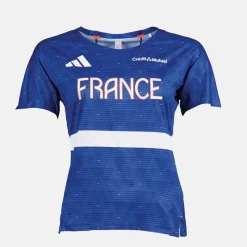 Discount Dame FFR Frankrig Løbe T shirt Semi Lucid Blue Dame Træning|Overdele