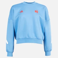 New Dame FFR Frankrig Rugby Z.N.E. Rejse Sweatshirt Focus Blue Dame Træning|Overdele