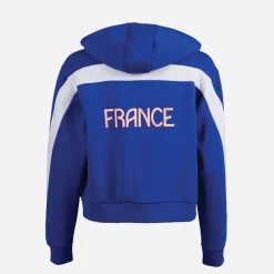 Clearance Dame FFR Team Frankrig Hættetrøje Semi Lucid Blue Dame Træning|Overdele