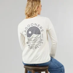 Clearance Dame Fife Langærmet T-shirt Ecru Dame Overdele·T-Shirts|Overdele·Overdele