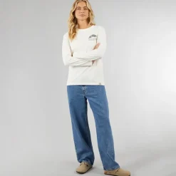 Clearance Dame Fife Langærmet T-shirt Ecru Dame Overdele·T-Shirts|Overdele·Overdele