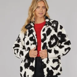 Online Dame Gorla Borg Fleece Vinter /​ Sort Leopard Dame Jakker Og Frakker·Fleecetøj|Hættetrøjer Og Sweatshirts·Fleecetøj