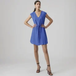 Discount Dame Iris V-udskæring Mini Kjole Blændende Blå Dame Kjoler Og Nederdele·Kjoler