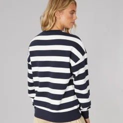 New Dame Jaye Sweatshirt Navy Vinter Hvid Dame Hættetrøjer Og Sweatshirts·Sweatshirts