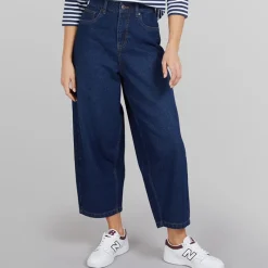 Outlet Dame Jeans med Tøndeformet Ben Dark Blue Dame Jeans, Bukser Og Leggings·Jeans