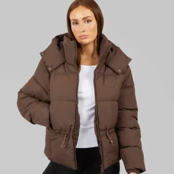 Hot Dame justerbar talje puffer kaffe Dame Jakker Og Frakker·Jakker Og Frakker