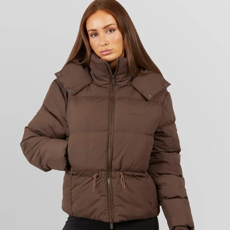 Hot Dame justerbar talje puffer kaffe Dame Jakker Og Frakker·Jakker Og Frakker