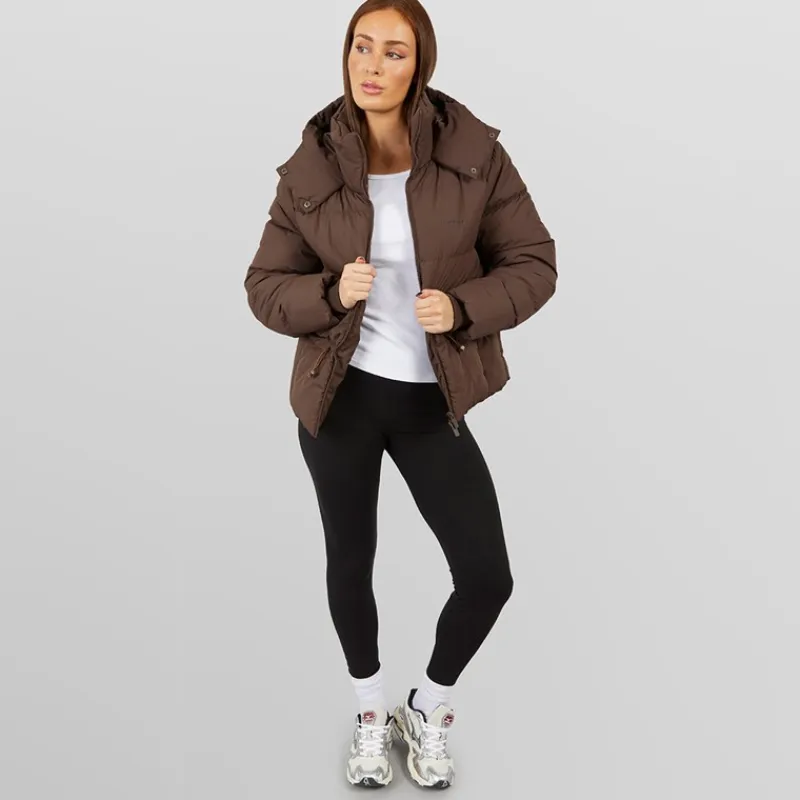 Hot Dame justerbar talje puffer kaffe Dame Jakker Og Frakker·Jakker Og Frakker