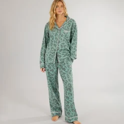 New Dame Korda Pyjamas Mørk Salvie Leopard Dame Undertøj, Sokker Og Nattøj·Nattøj