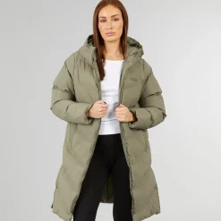 Online Dame lang split zoom puffer jakke Olive Dame Jakker Og Frakker·Jakker Og Frakker