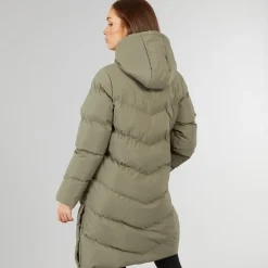 Online Dame lang split zoom puffer jakke Olive Dame Jakker Og Frakker·Jakker Og Frakker