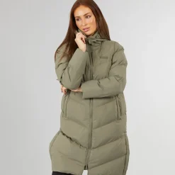 Online Dame lang split zoom puffer jakke Olive Dame Jakker Og Frakker·Jakker Og Frakker