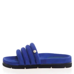 Hot Dame Leafs Suede Sliders 1201 Elektrisk Blå Dame Klip-Klapper Og Sandaler|Klip-Klapper Og Sandaler
