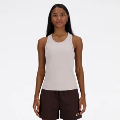 New Dame Linear Heritage Ribbet Racer Tank Moonrock Dame Træning|Overdele