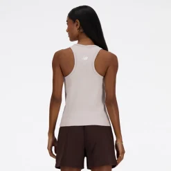 New Dame Linear Heritage Ribbet Racer Tank Moonrock Dame Træning|Overdele
