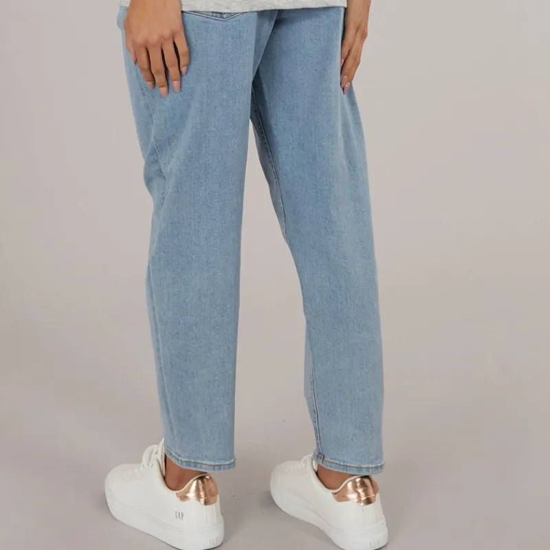 Hot Dame Lisbon Høj Talje Mom Jeans Lyseblå Denim Dame Jeans, Bukser Og Leggings·Jeans