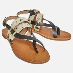 Best Dame Maddalusia Flade Sandaler Sort /​ Hvid Dame Klip-Klapper Og Sandaler|Klip-Klapper Og Sandaler