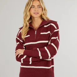 Clearance Dame Margita Jumper Burgundy Dame Trøjer Og Cardigans·Trøjer