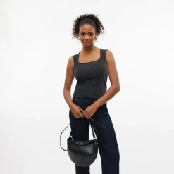Online Dame Million Lurex Firkantet Hals Top Sort W Sølv Dame Overdele·Overdele