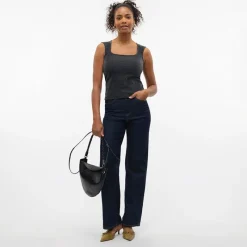 Online Dame Million Lurex Firkantet Hals Top Sort W Sølv Dame Overdele·Overdele