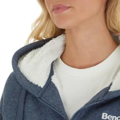 Dame Mintz Teddyforet Zip-gennem Trøje Marine Melange Dame Hættetrøjer Og Sweatshirts·Hættetrøjer|Jakker Og Frakker·Fleecetøj