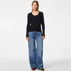 Clearance Dame Mira Strik Top Sort Dame Trøjer Og Cardigans·Trøjer|Overdele·Overdele