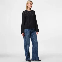 Online Dame Mira Strik Top Sort Dame Trøjer Og Cardigans·Trøjer