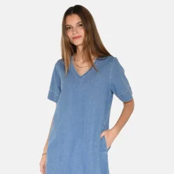 Clearance Dame Morgen Kjole 1002 Medium Blue Dame Kjoler Og Nederdele·Kjoler