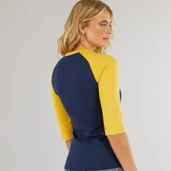 Sale Dame Morr 3/​4 Ærme T-shirt Navy /​ Sennep Dame Overdele·T-Shirts|Overdele·Overdele