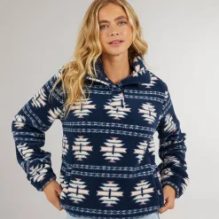 Outlet Dame Navo Borg Fleece Navy Dame Jakker Og Frakker·Fleecetøj|Hættetrøjer Og Sweatshirts·Fleecetøj