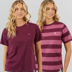 New Dame Oxbow 2 Pak T-shirts Blomme/​Rosebud Dame Overdele·T-Shirts
