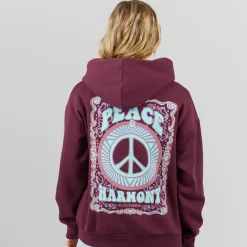 Best Dame Peace & Harmony Hættetrøje Blomme Dame Hættetrøjer Og Sweatshirts·Hættetrøjer