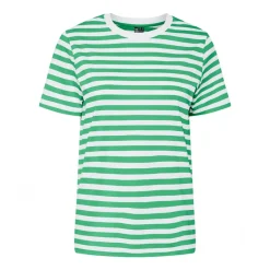 Discount Dame Ria Stribet T-shirt Absinthe Green Dame Overdele·T-Shirts|Overdele·Overdele