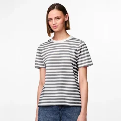 Clearance Dame Ria Stribet T-shirt Ultimate Grey Dame Overdele·T-Shirts|Overdele·Overdele