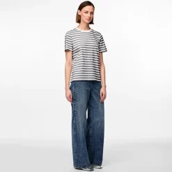 Clearance Dame Ria Stribet T-shirt Ultimate Grey Dame Overdele·T-Shirts|Overdele·Overdele