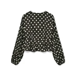 Discount Dame Savana Lang Ærme V-Hals Top Sort Dame Overdele·Overdele