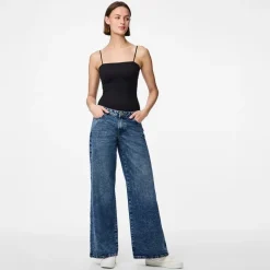 Outlet Dame Selma vide bukser Medium Blue Denim Dame Jeans, Bukser Og Leggings·Jeans